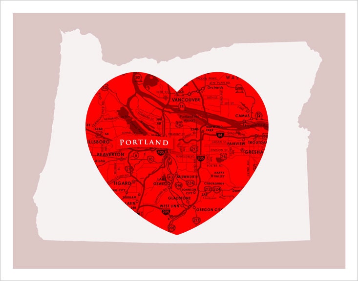 City Love - Portland Heart - 11x14 print