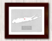 LONG ISLAND New York art print - Personalized - Custom text Wedding gift Bridal shower gift Housewarming gift Wedding guest book