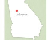 Atlanta or Your Town - Simple Heart - 11x14 print - Atlanta Art