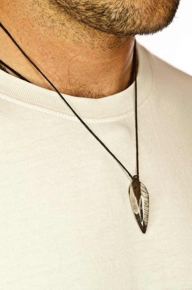 Genuine Fossil Pendant For Him For Man Orthoceras Fossil