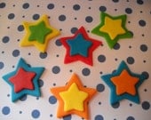 Bright Stars Edible Fondant Cake, Cupcake and Cookie Toppers Set of 12