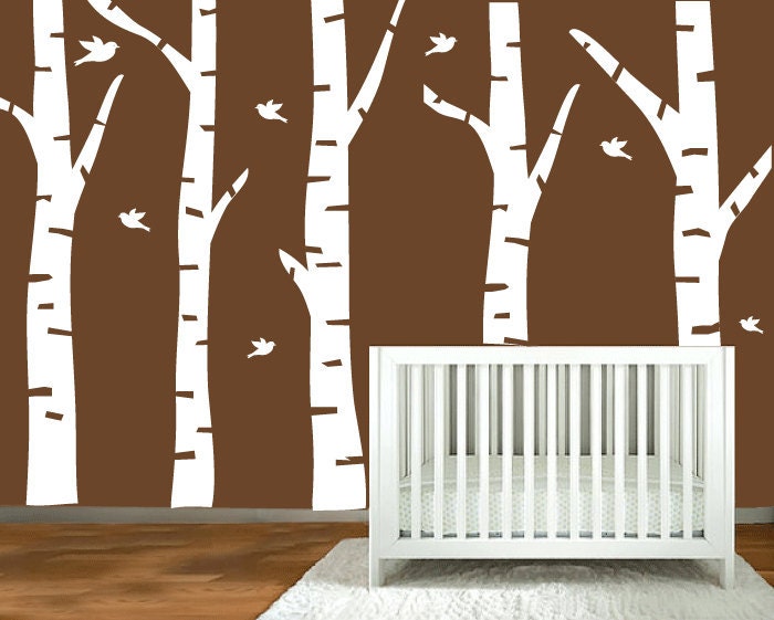 nursery wall decals birch trees silhouette by ModernWallDecal