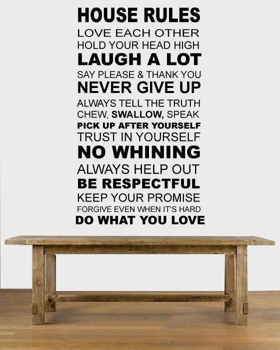wall decal - HOUSE RULES  - vinyl wall decal sticker Quote