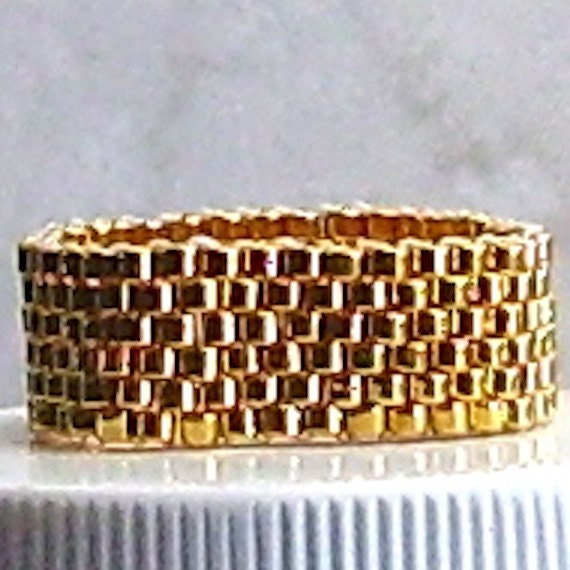 Gold Seed Bead Ring 24KT Seed Beads Peyote Stitch Beadweaving