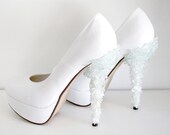 Glass Shard Stiletto Patent Leather Pumps - White
