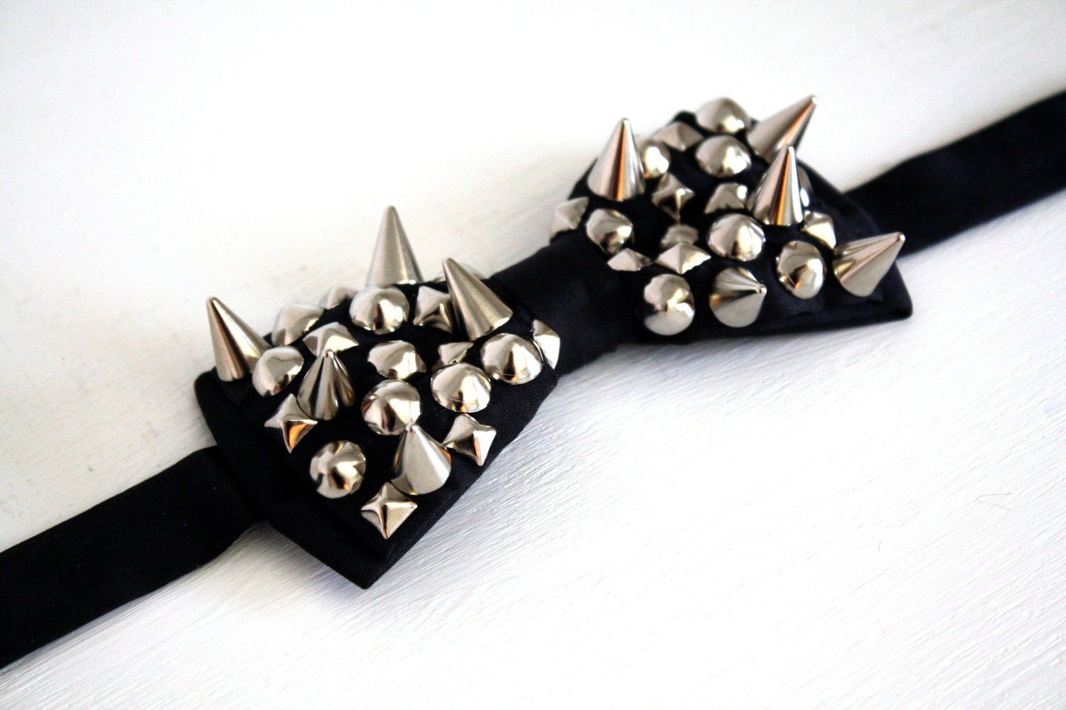 Spiked and Studded Bow Tie - Black