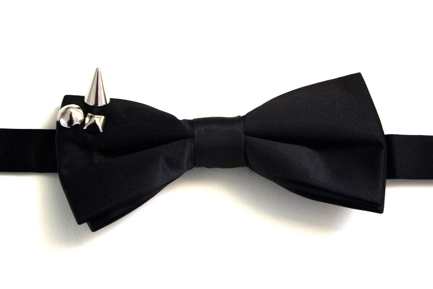 Asymmetrical Studded Bow Tie - Black