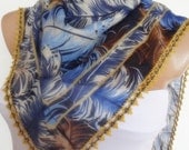 Turkish traditional OYA- LACEWORK navy blue mustard cream