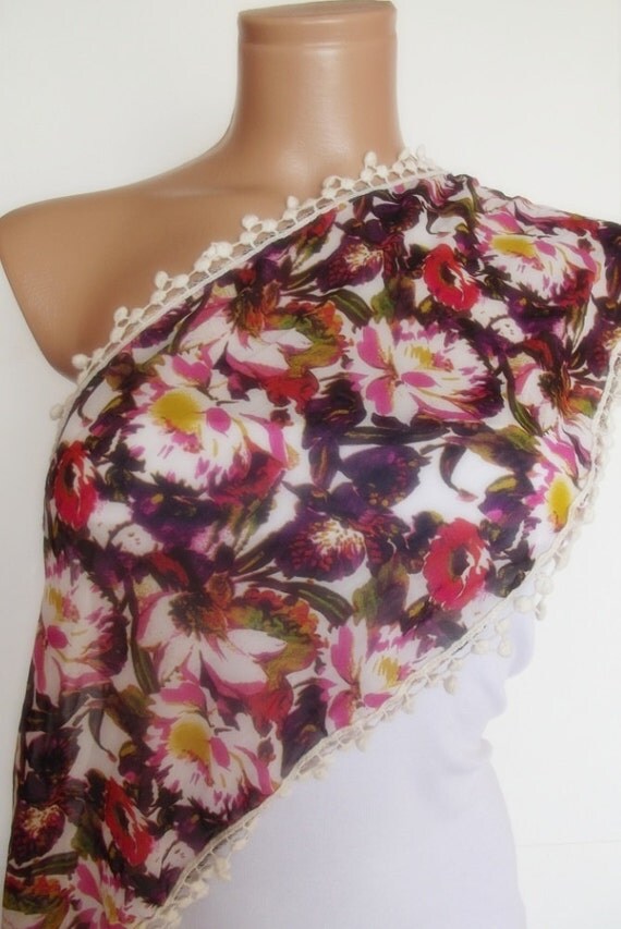 2012 summer fashion scarf with lace