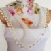 Turkish traditional OYA- LACEWORK ivory orange pink green