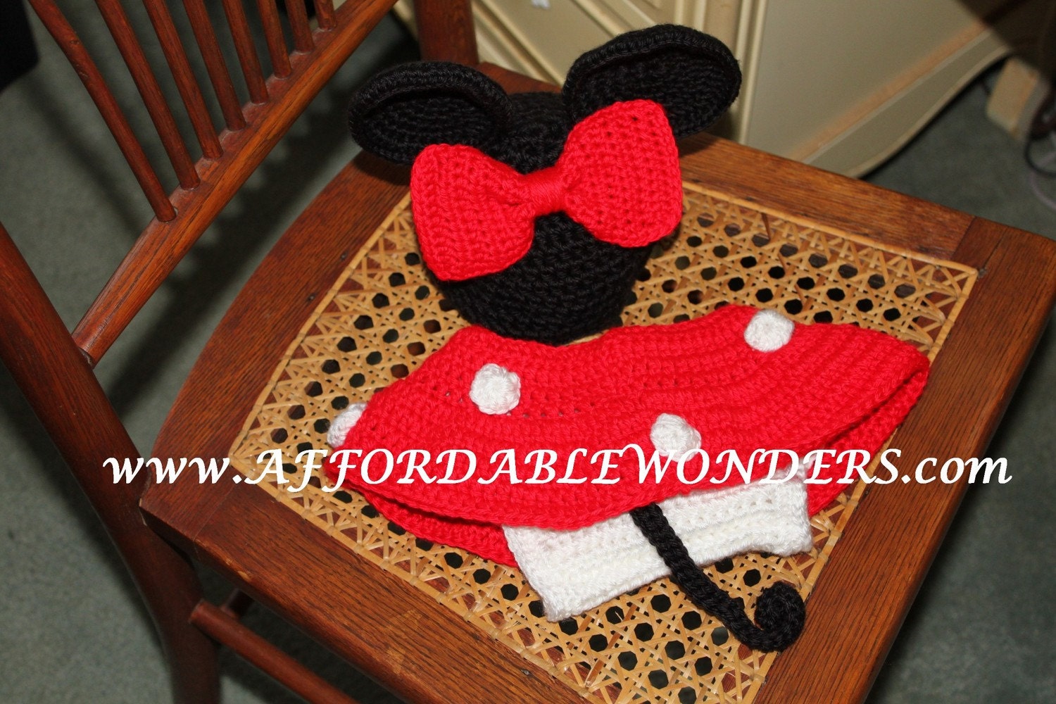 Minnie Mouse Inspired Diaper Cover & HatCrochet Pattern size newborn thru 12 months