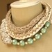 Aquamarine necklace with silk kushu-kushu and beads