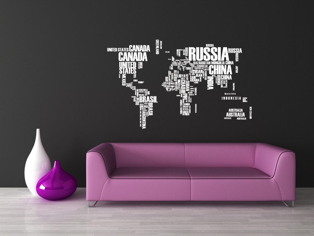 World of Words with Countries such as  United States, Canada, Australia - Vinyl Decal, Wall Art, Sticker - Perfect for Office, Anywhere