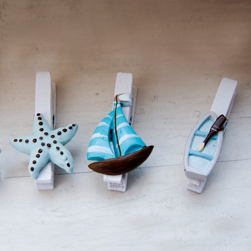 Sea Wooden Clips / Pegs - suitable for decoration (pack of 3)