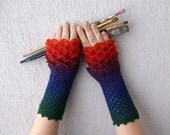 Fingerless gloves - Rainbow multicolored Winter Accessories.