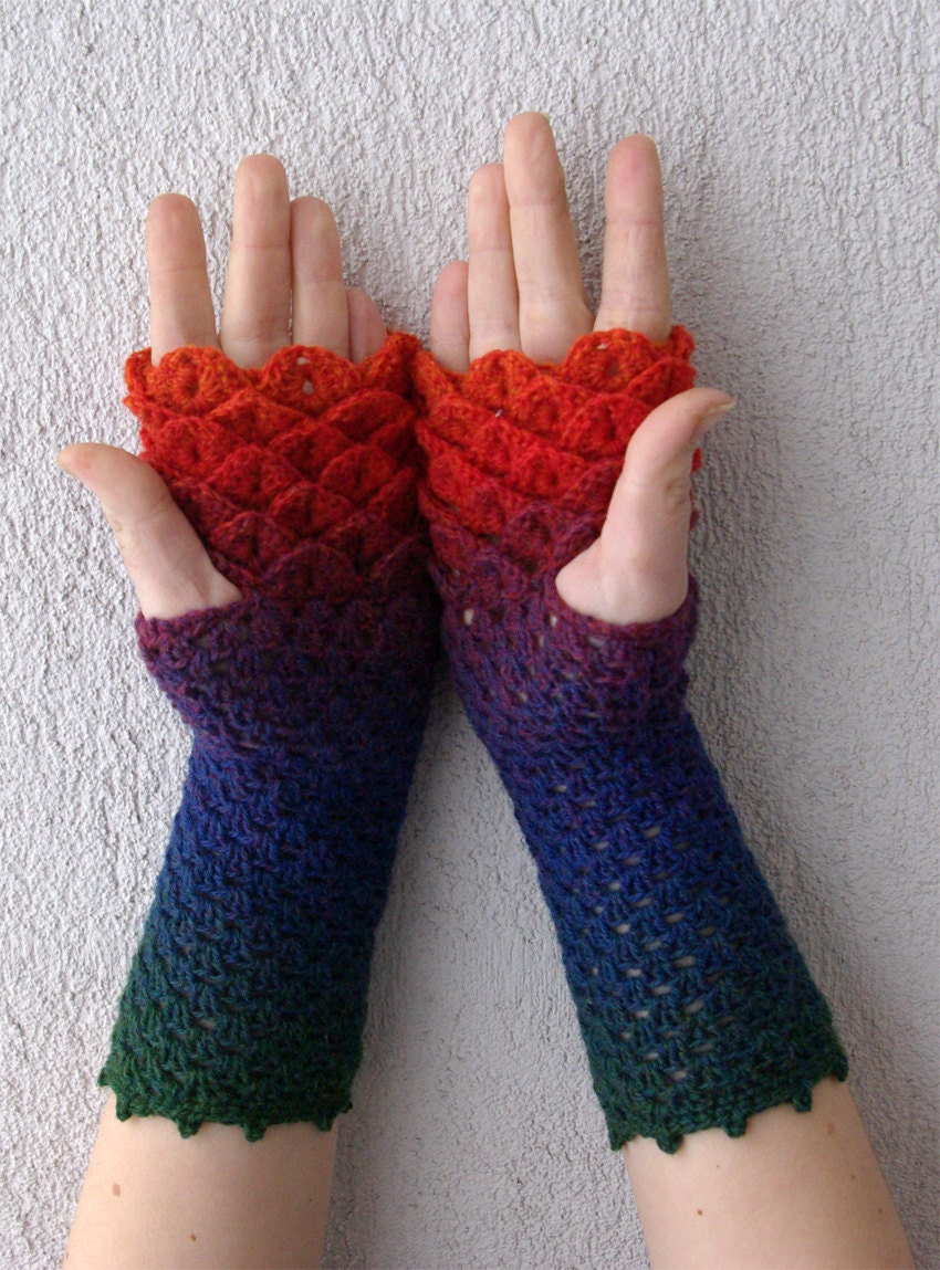Fingerless gloves - Rainbow multicolored Winter Accessories.