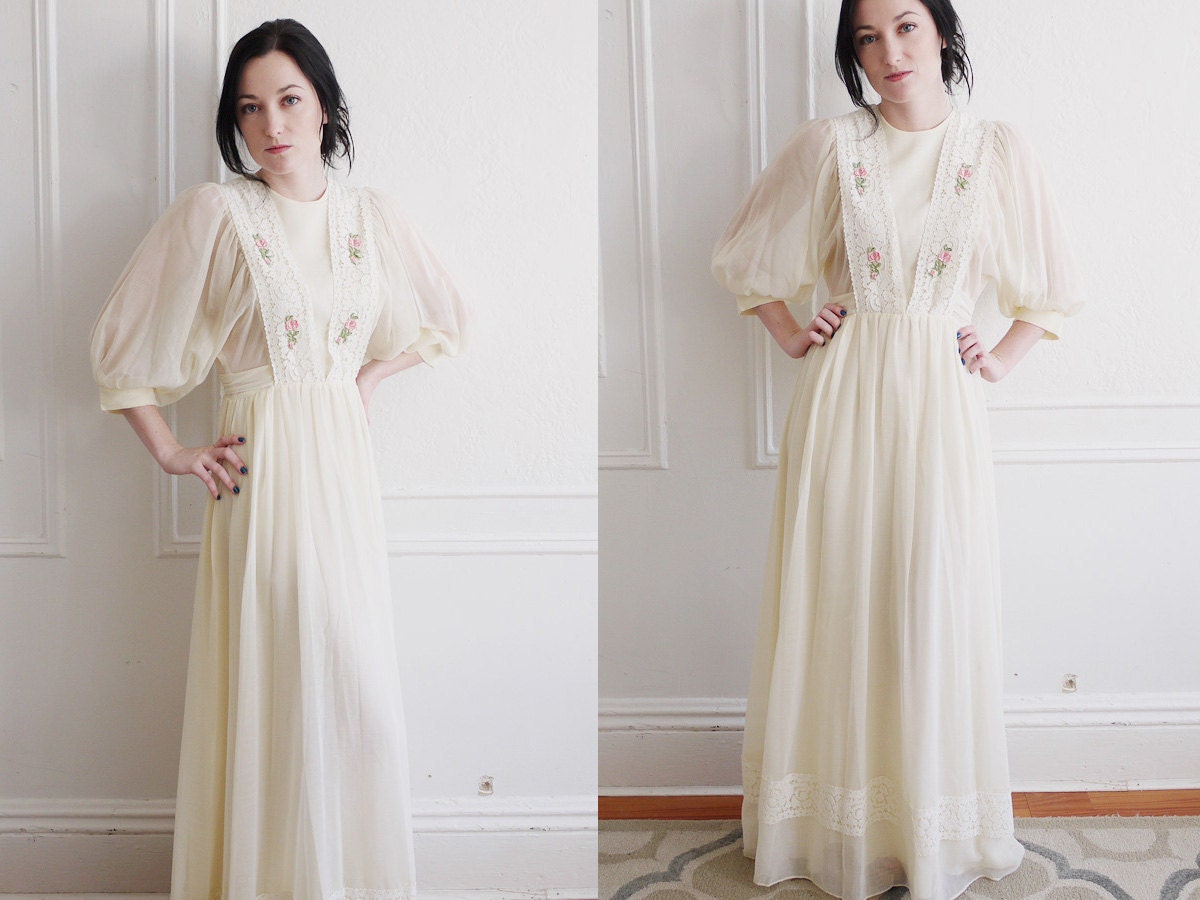 70s Maxi Dress / 70s Wedding Dress / 1970s Wedding Dress / Vintage Wedding Dress