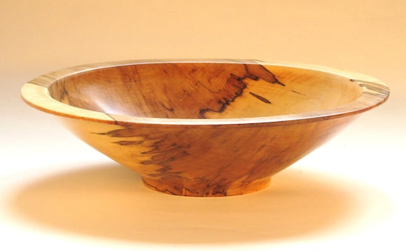 Salad or fruit bowl, spalted maple, 12.5 in. dia. x 3 in high