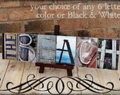 Alphabet Photography Personalized Any  6 Letter Word FRAMED, beach house signs