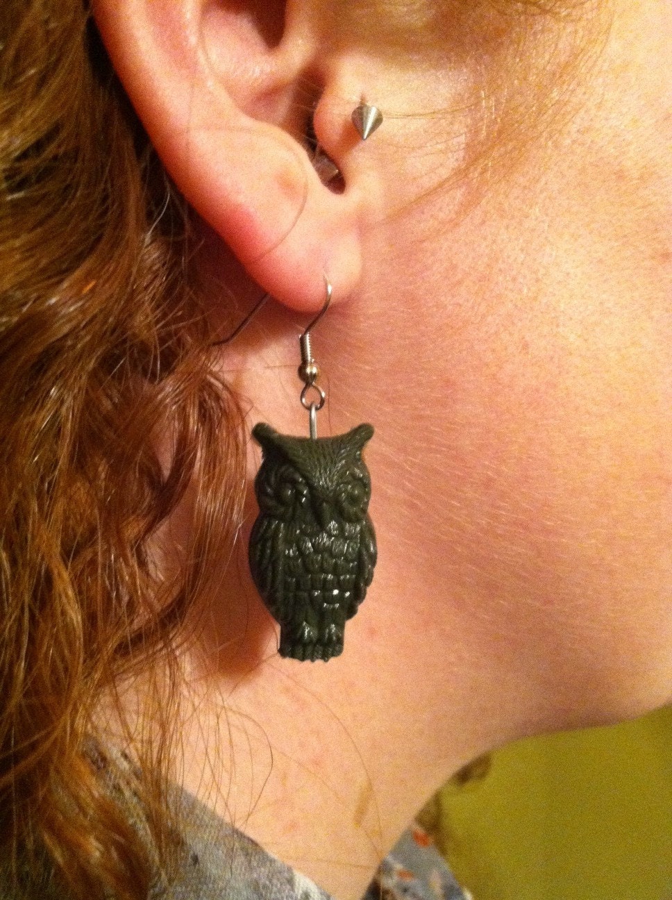 dark green owl earrings - Winterof45