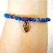 Spiral Hand Charm Bracelet, Cobalt Agate and Gold Yoga Bracelet, Blue Beaded Bracelet