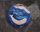 The Precious Whale sea, painting, acrylic, round canvas,