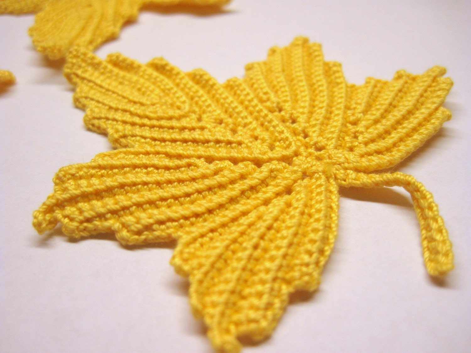 Crocheted Maple Leaves Irish Lace Yellow