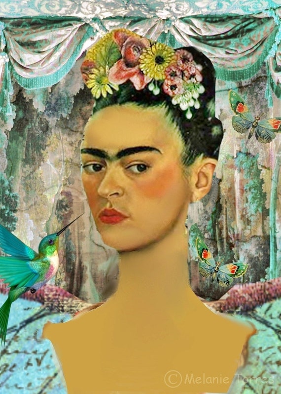 Frida Kahlo Portrait Art Print Mexican Spanish by