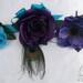 17 pieces Wedding Bridal Bouquet Flower Decoration PEACOCK Feathers PURPLE TURQUOISE