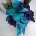 17 pieces Wedding Bridal Bouquet Flower Decoration PEACOCK Feathers PURPLE TURQUOISE