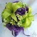 17pcs Wedding Bridal Bride Bouquet Flowers Decoration Package GREEN PURPLE LILY