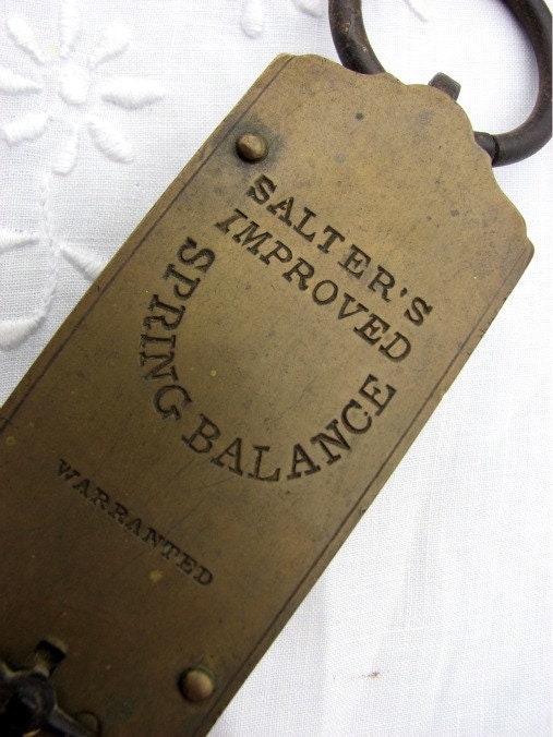 Vintage Scale Brass Spring Salter's Improved Spring Balance 24 lb scale