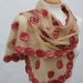 Hand Dyed, Nuno Felt Scarf on Cotton, Cream, Caramel and Ochre with Brick Red on Caramel