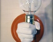 Hand Holding Bulb Wall Lamp (Orange)