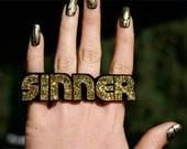 Custom Rock Font Name Plate Ring (1-7 letters)