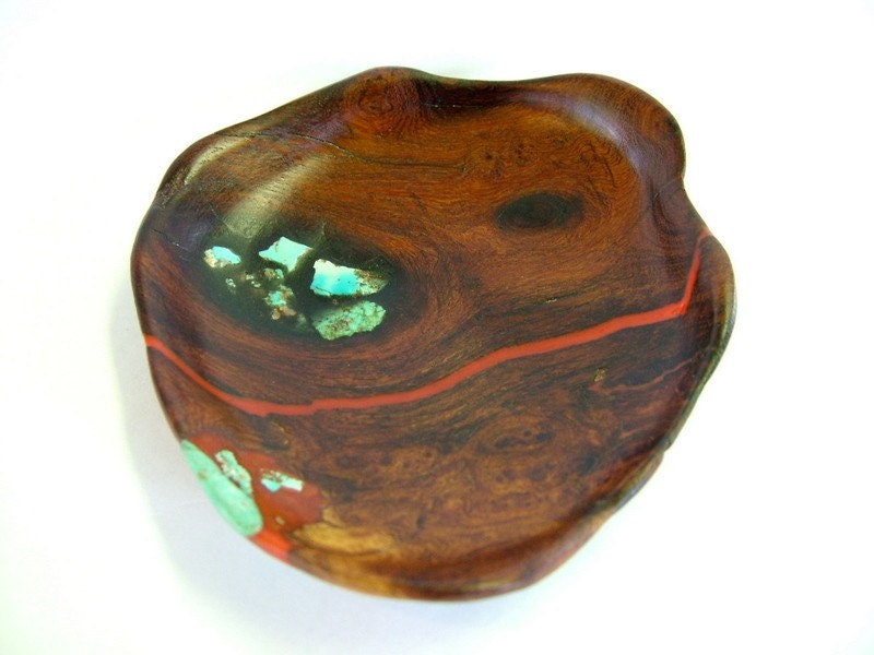 OOAK Mesquite and turquoise dish