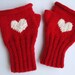 Valentines Day / Knitting Fingerless Gloves. Fashion 2013. Girls Women. . Love. Red. Heart. Winter collection. Etsyxo