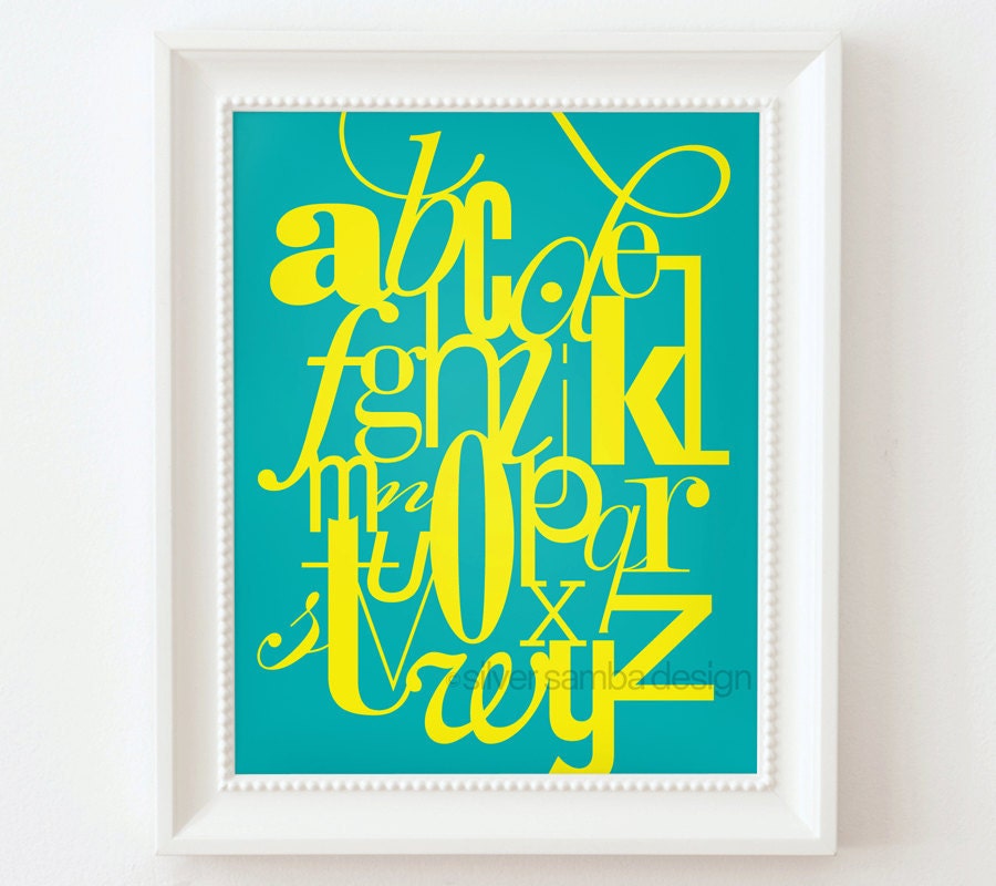 8x10 LETTERS print : Palette No. 74 teal yellow