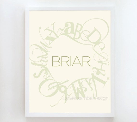 16x20 EMBLEM print custom name : Palette No. 40 cream green