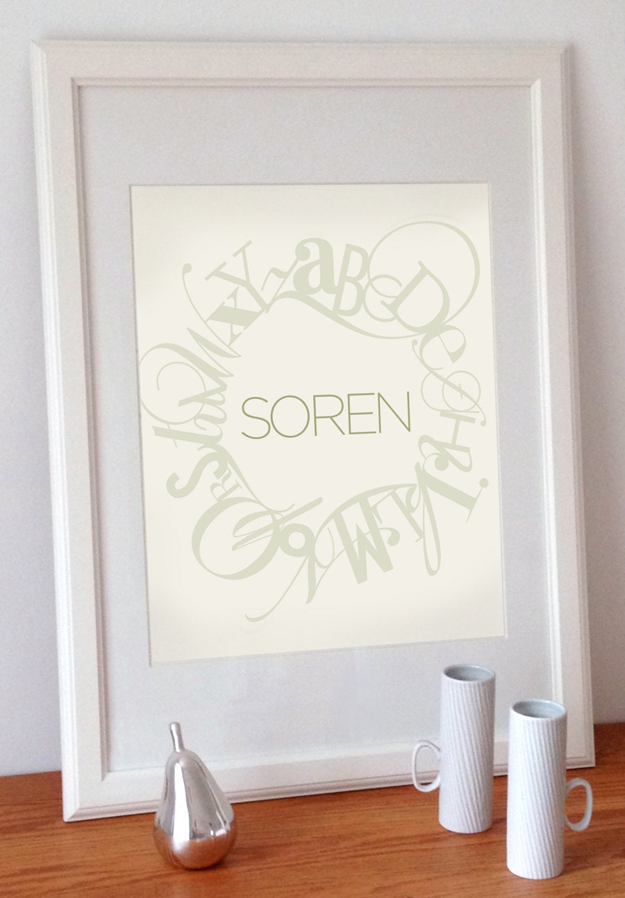 16x20 EMBLEM print custom name : Palette No. 20 cream blue