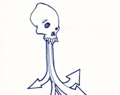 Untitled, (Skull Notecard) Original Drawing