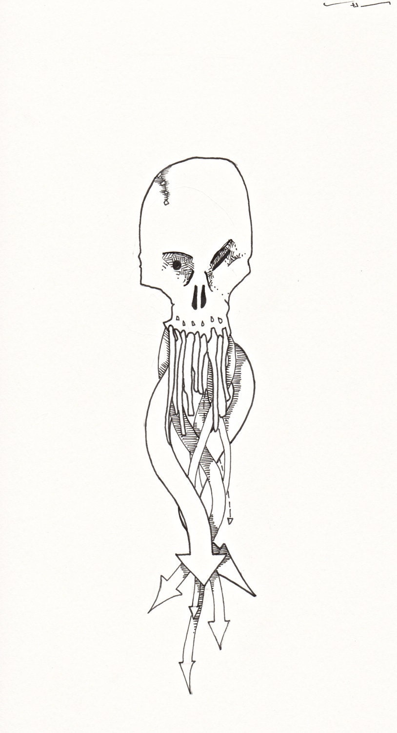 Untitled (Skull Directions), Original Drawing