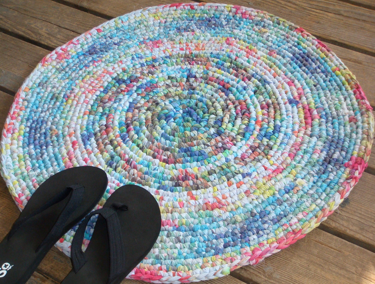 Crocheted Upcycled Tie Dye Rag Rug by NorthWestArtistry on Etsy
