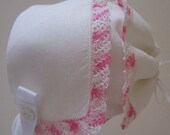 Pink and White Handkerchief Bonnet