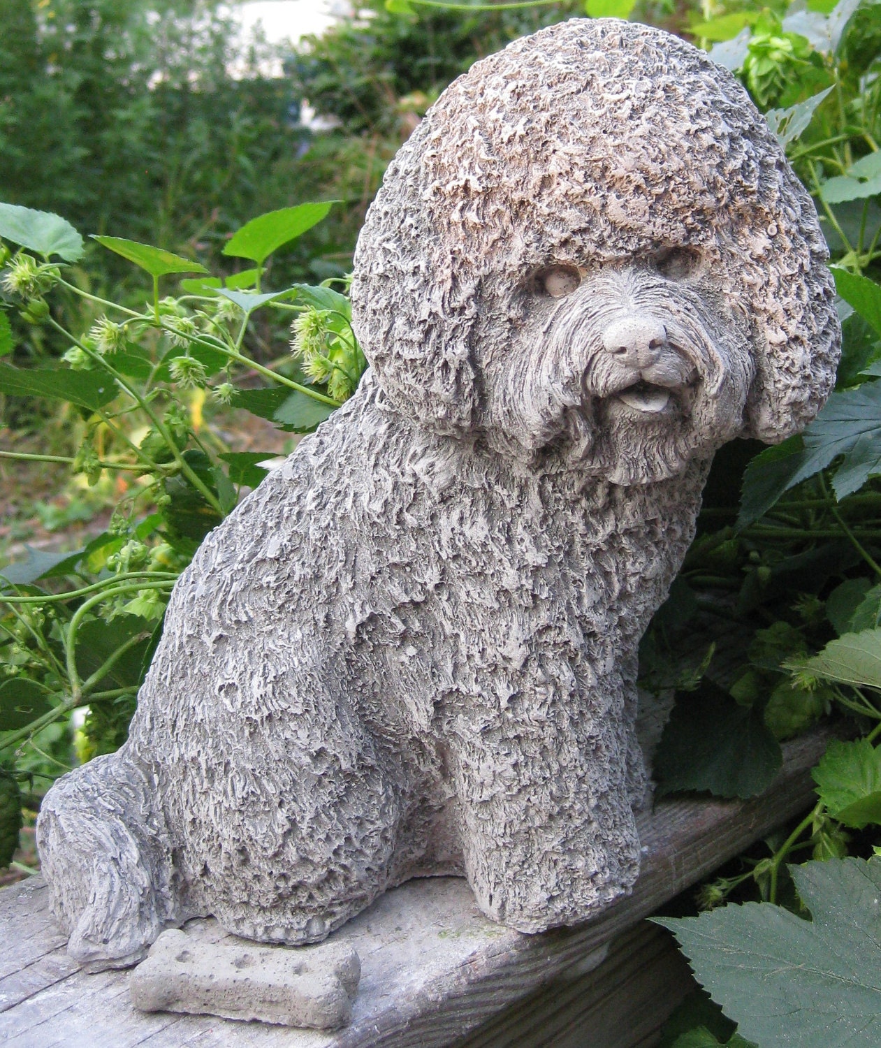 Cast Stone Bichon Frise Dog Statue