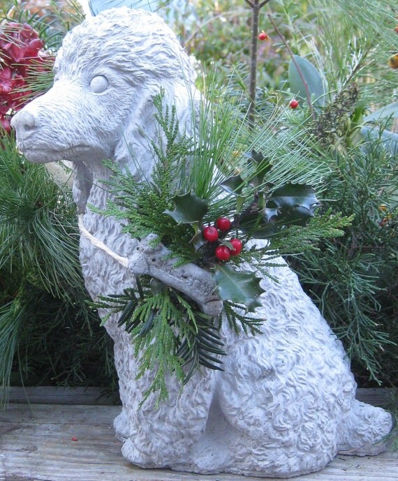 Cast Stone Large Poodle dog statue with by springhillstudio