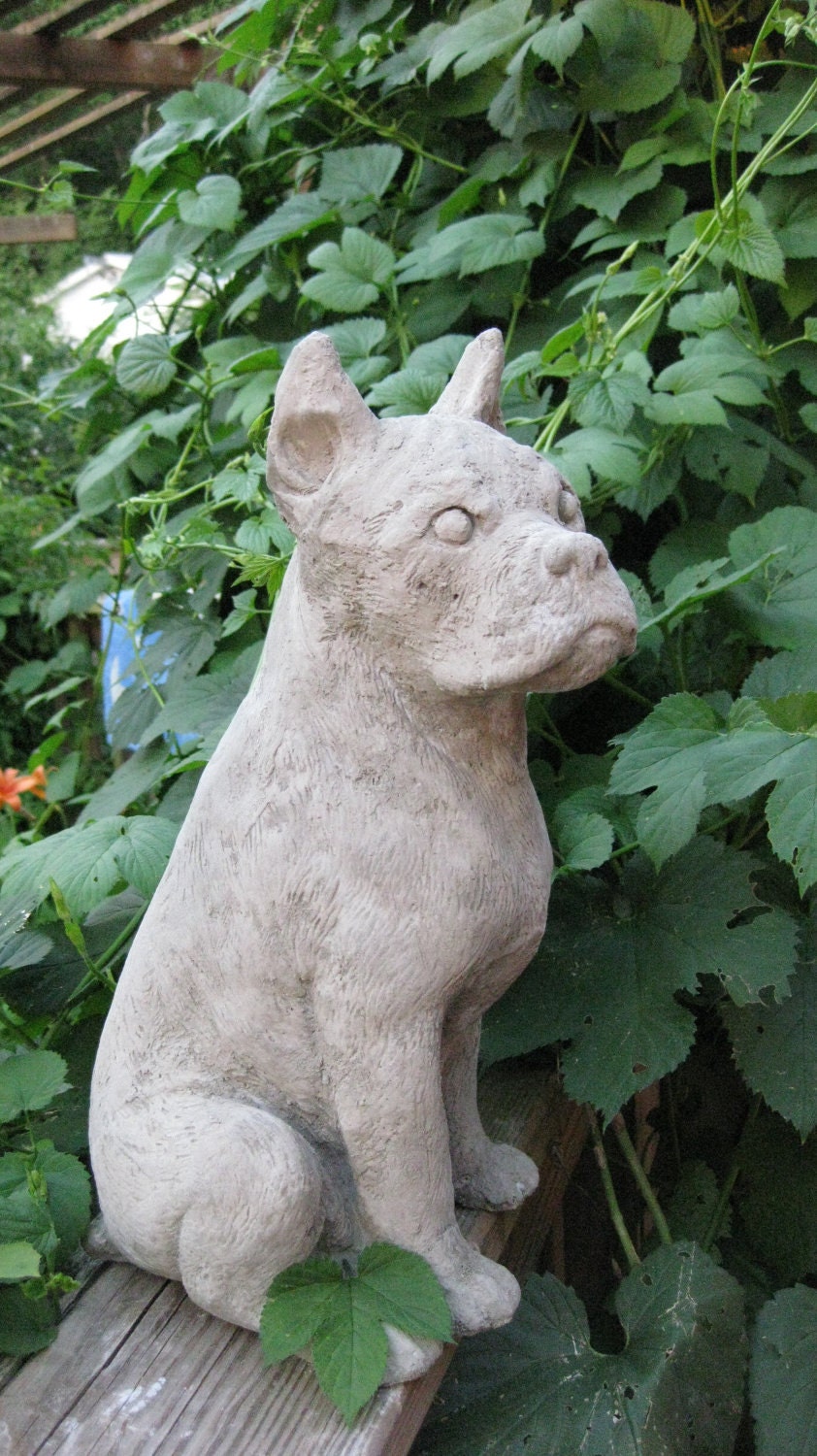 Concrete large Boxer Dog Garden statue by springhillstudio on Etsy