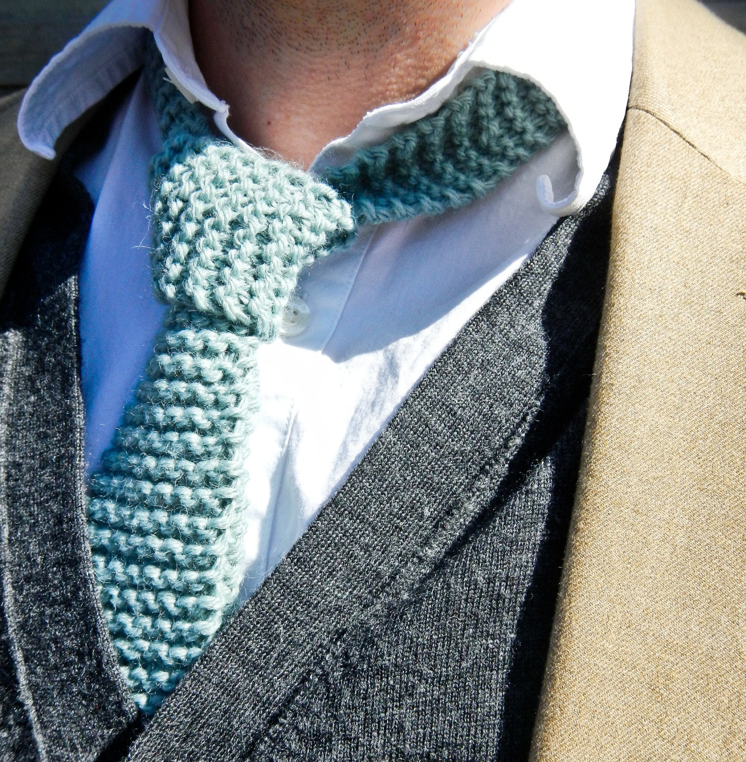 Skinny Knit Tie - Light Blue Wedding Tie - Chaucer's - Lit Knits