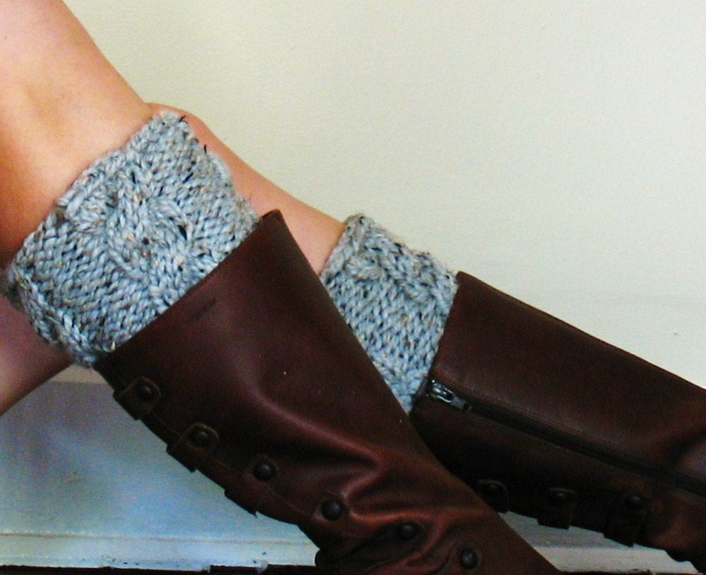Outlander Boot Cuffs / Leg Warmers Cabled - Gray Tweed - CHOOSE Your Color