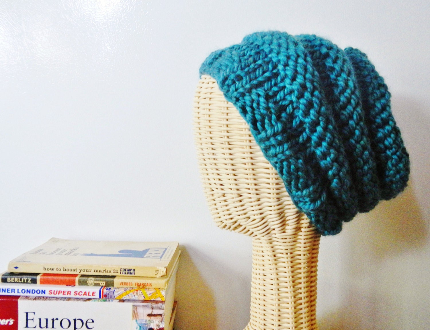 Teal Slouchy Beehive Hat / Knit Beanie - CHOOSE Your Color - Secret Life of Bees - Lit Knits